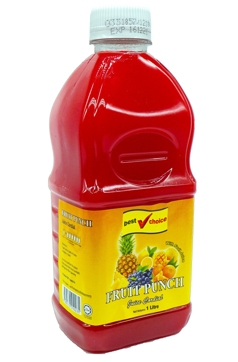 Best Choice Cordial (Btls) 12 x 1L Fruit Punch